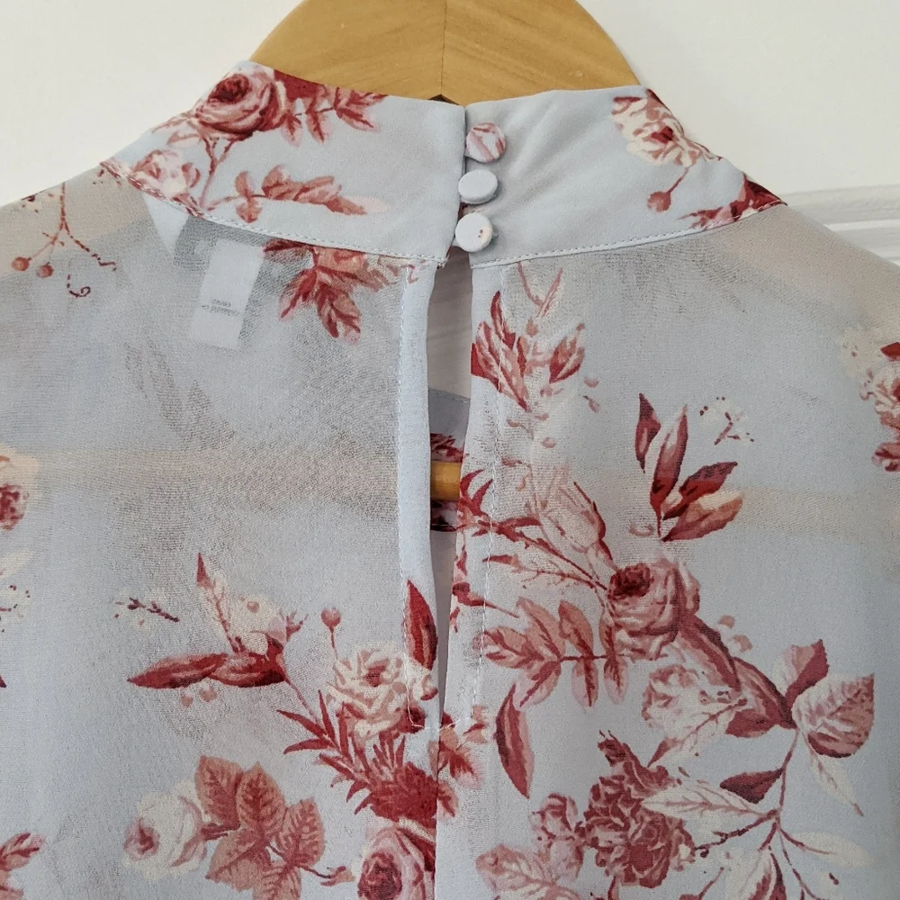 Express Spring Floral Chiffon Blouse Sz L - Picture 4 of 5